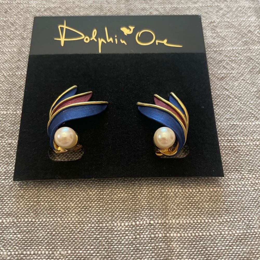 Dolphin Ore Blue and Gold Earrings